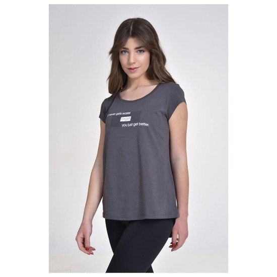 Target Γυναικεία κοντομάνικη μπλούζα T-Shirt Asymmetric Hem Single Jersey "Better"